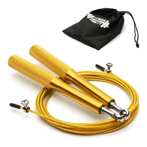 Gold Metal Adjustable 10ft 3m Wire Skipping Rope With 360° Bearings