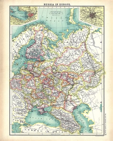 1912 Map Of Russia In Europe Etsy