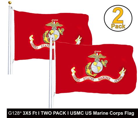 G128 - TWO PACK USMC US Marine Corps Flag 3x5 ft Printed United States ...