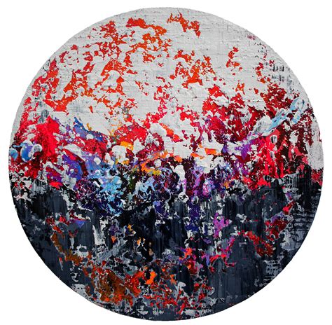 Circular Abstract Acrylic Painting On Round Stretched Canvas Original