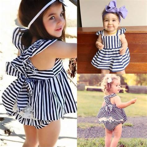 Baby Girls Clothes Summer Sunsuit Infant Outfit Stripe Backless Dress
