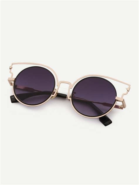 Golden Frame Round Lenses Sunglasses Shein