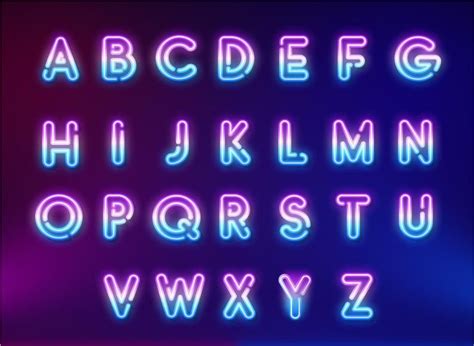 Neon Alphabet Clipart Neon Alphabet Png Neon Letters Numbers Etsy