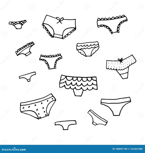 Lingerie Doodle Set Vector Underwear Background Design Outline Hand Drawn Illustration Bras