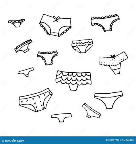 lingerie doodle set vector underwear background design outline hand drawn illustration bras