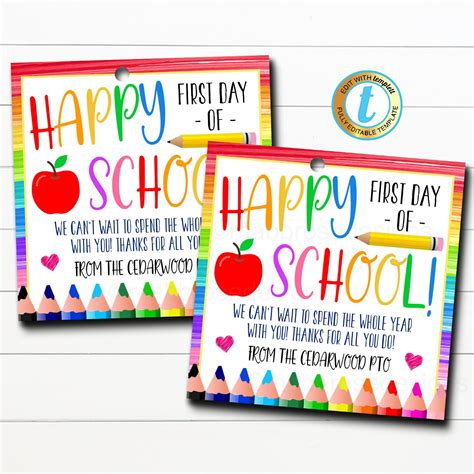 Happy First Day Of School T Tags New School Year Teacher Etsy