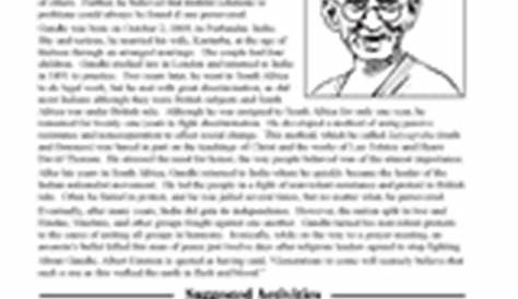 Gandhi Printable (5th - 8th Grade) - TeacherVision.com