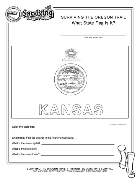 Coloring Page State Flag Kansas Printable Worksheet Surviving The