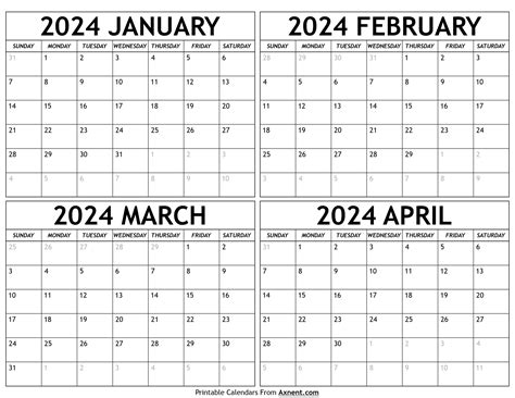 January February March April 2024 Calendar Pdf Dec 2024 Calendar With