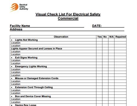 Electrical Maintenance Checklist In Excel Format Electrical