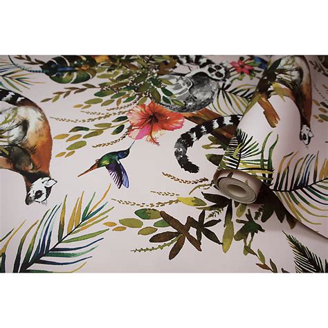 Holden Décor Statement Masoala Multicolour Lemur Smooth Wallpaper Diy