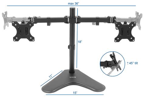 Vivo Full Motion Dual Monitor Free Standing Desk Stand Vesa Mount With