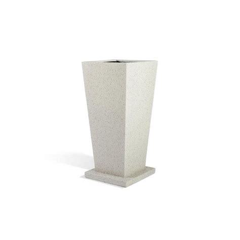 Polystone Planters Paseo Square Taper 17 In X 36 In White Granite