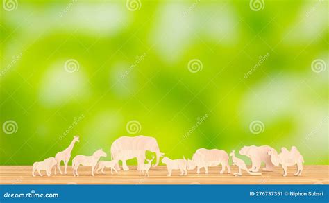 The Wood Animal Plate for Wild Life Species 3d Rendering Stock