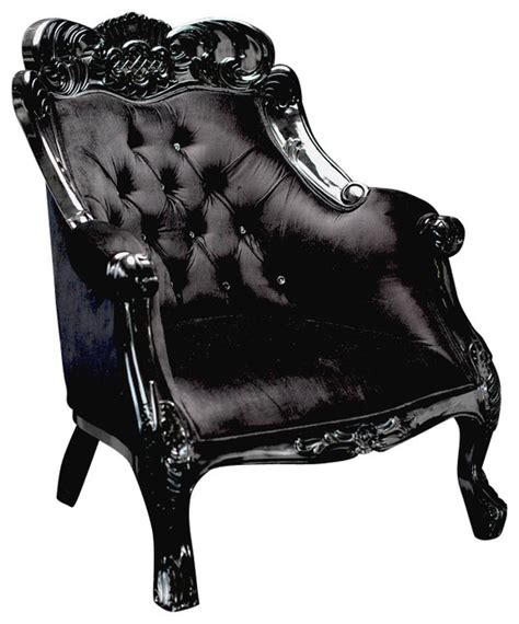 The wider seat upholstered in timeless fabrics makes this accent chair a great addition to every home. Velvet Baroque Accent Chair, Black - Victorian - Armchairs ...