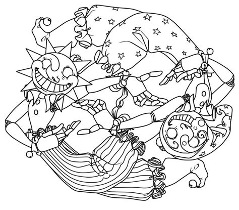 Creepy Sundrop And Moondrop Fnaf Coloring Page Coloring Home