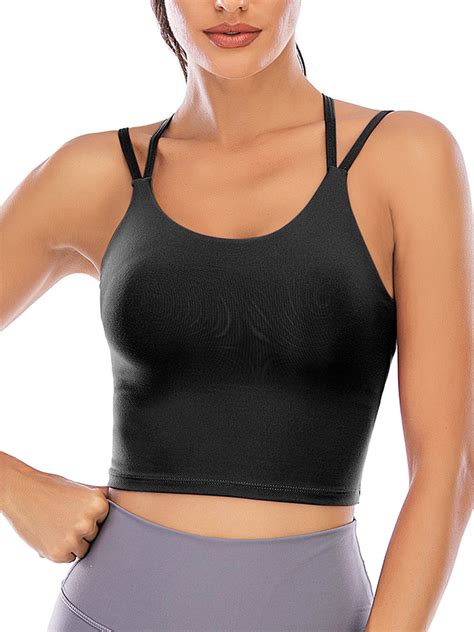 Free Delivery On All Items Womens Zip Front Sports Bra Longline Padded Bralette Crop Tops Gym
