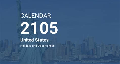 Year 2105 Calendar United States