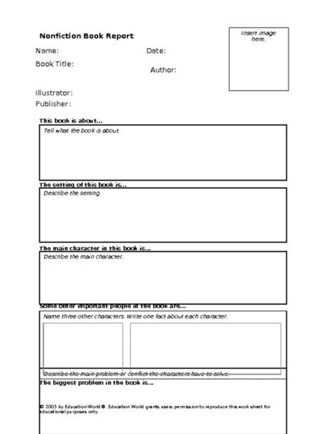 Online shopping for educational & nonfiction manga books in the books store. Education World: Non-Fiction Book Report Template | Book ...