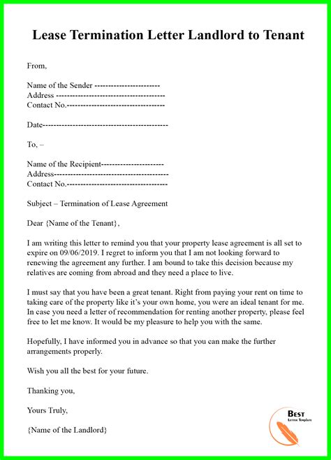Lease Termination Letter Template Format Sample And Example