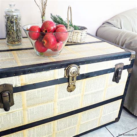 A Metal Trunk Makeover With Vintage Book Pages The Boondocks Blog