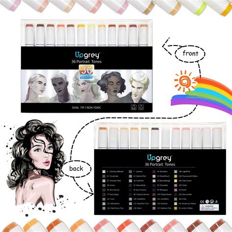 Upgrey Skin Tones Art Markers 36 Colors Alcohol Based Anime Skin