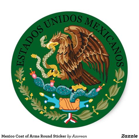 Mexico Coat Of Arms Round Sticker Zazzle Coat Of Arms Mexican Art