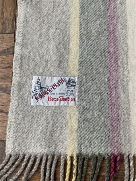 Vintage Roros Tweed Roros Pledd Wool Striped Multicolor Blanket Throw