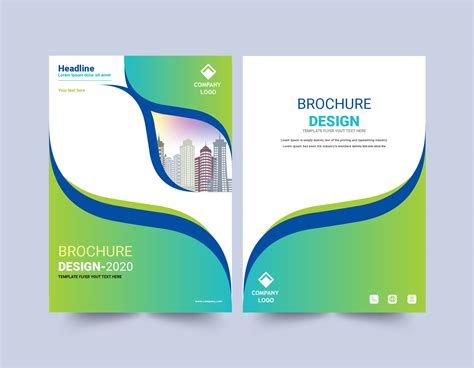 Green And Blue Curve Design Brochure Template 1420012 Vector Art At