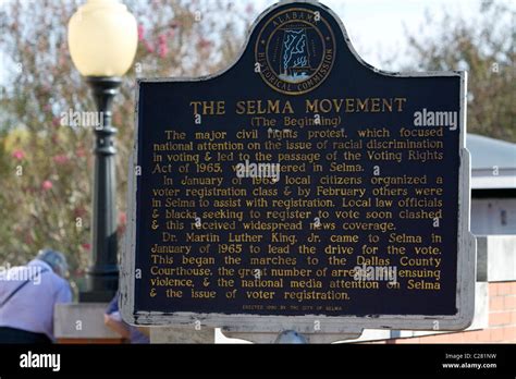 Historical Sign Marking The Selma Movement In Selma Alabama Usa Stock