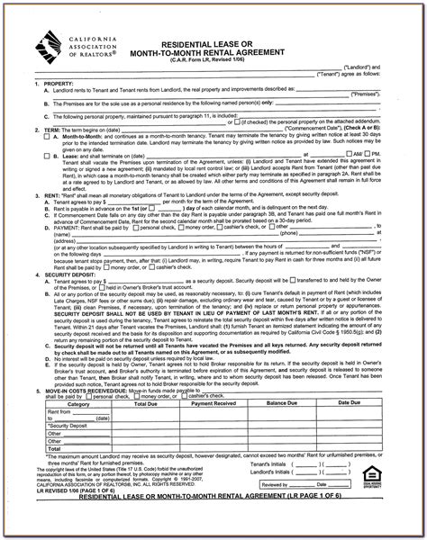 California association of realtors commercial lease agreement. Rental Agreement Form California Association Of Realtors - Form : Resume Examples #LjkreyVOl8
