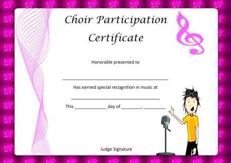 8 Free Choir Certificate Of Participation Templates PDF