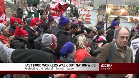 U S Fast Food Workers Strike Over Low Wages In Nationwide Protests Youtube