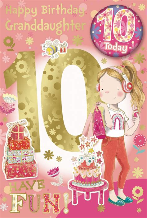 Granddaughter 10th Birthday Card With Badge