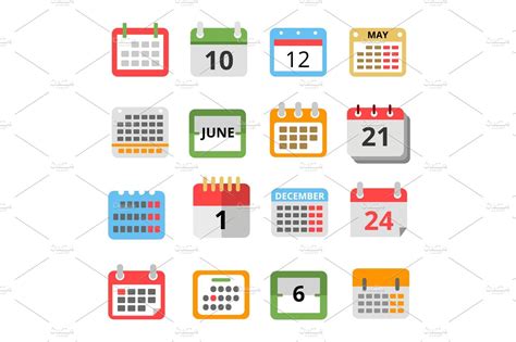 Set Of Different Calendars In Flat Style Vector Pictures Set
