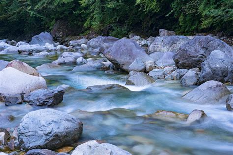 Rapid Mountain River Flowing Over Rocks Stock Photo Image Of Water