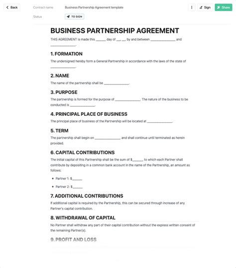Partnership Agreement Template Free To Use