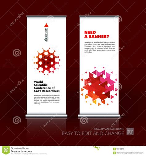 Abstract Business Vector Set Of Modern Roll Up Banner Stand Desi Stock