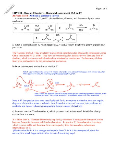 Chy 224 Solutions To Hwa 789 Chy 224 Organic Chemistry Homework