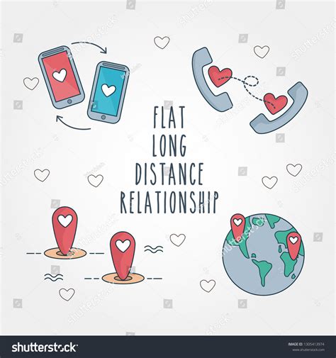 Long Distance Relationship Cute Love Symbol Stock Vector Royalty Free