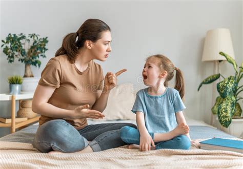 Mother Is Scolding Her Child Stock Photo Image Of Domestic Childhood