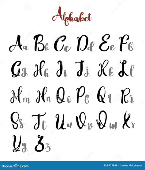 Alphabet Letters Lettering Calligraphy Vector Stock Vector