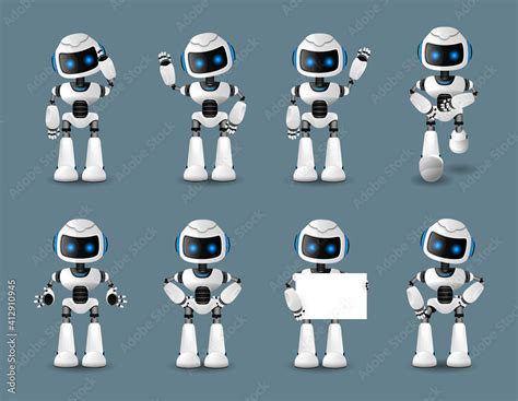 Grafika Wektorowa Stock Robot Vector Animation Set Mechanism Robot