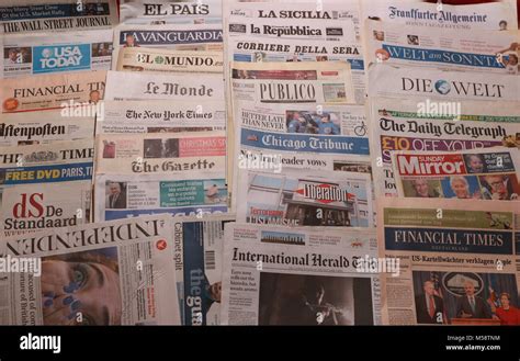 World Newspapers Collage Of Paper Headlines Stock Photo Alamy
