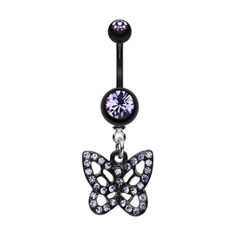 Blackline Butterfly Belly Button Ring Belly Button Rings Belly Rings Dangle Belly Rings
