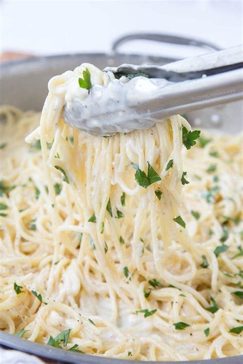 Creamy Four Cheese Spaghetti House Food And Drink