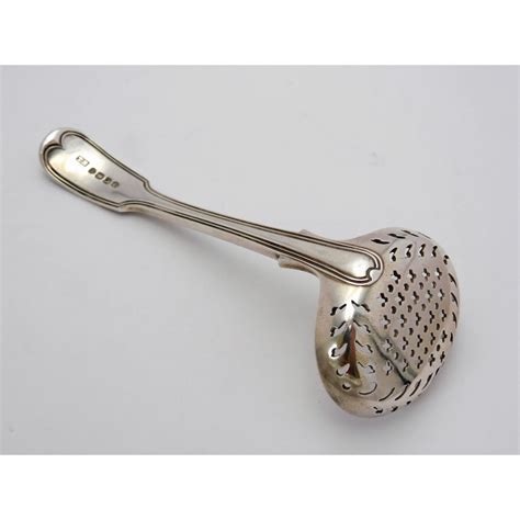 Hefty Fiddle And Thread Silver Sugar Sifter Spoon 1825 Antique Silver