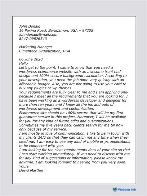 (get more cover letter tips and advice). Wordpress Developer Cover Letter Sample, Example and Format