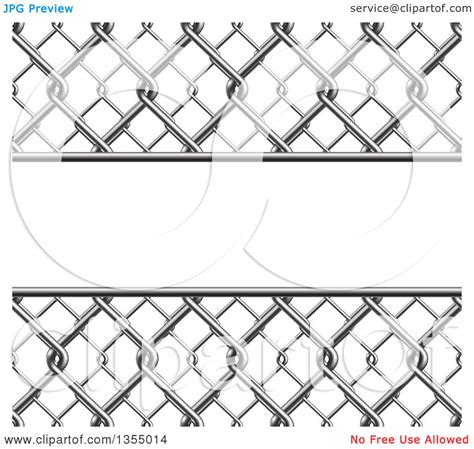 Clipart Of A 3d Chainlink Fence Background With A Panel Royalty Free