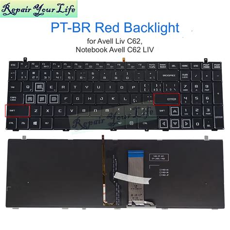 PT BR Brazil Backlit Keyboard For Avell Liv C62 Notebook Avell C62 LIV